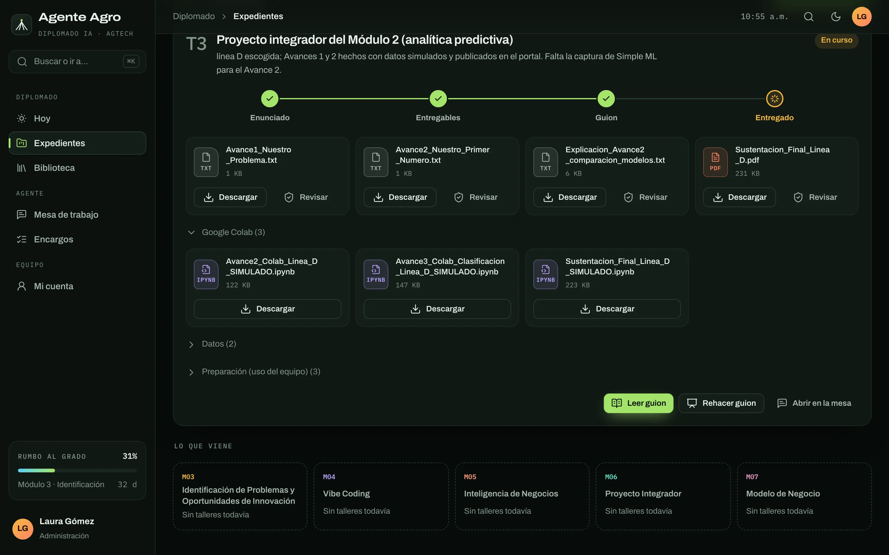Expediente del Taller 3: recorrido de enunciado a entrega, archivos para descargar y cuadernos de Google Colab